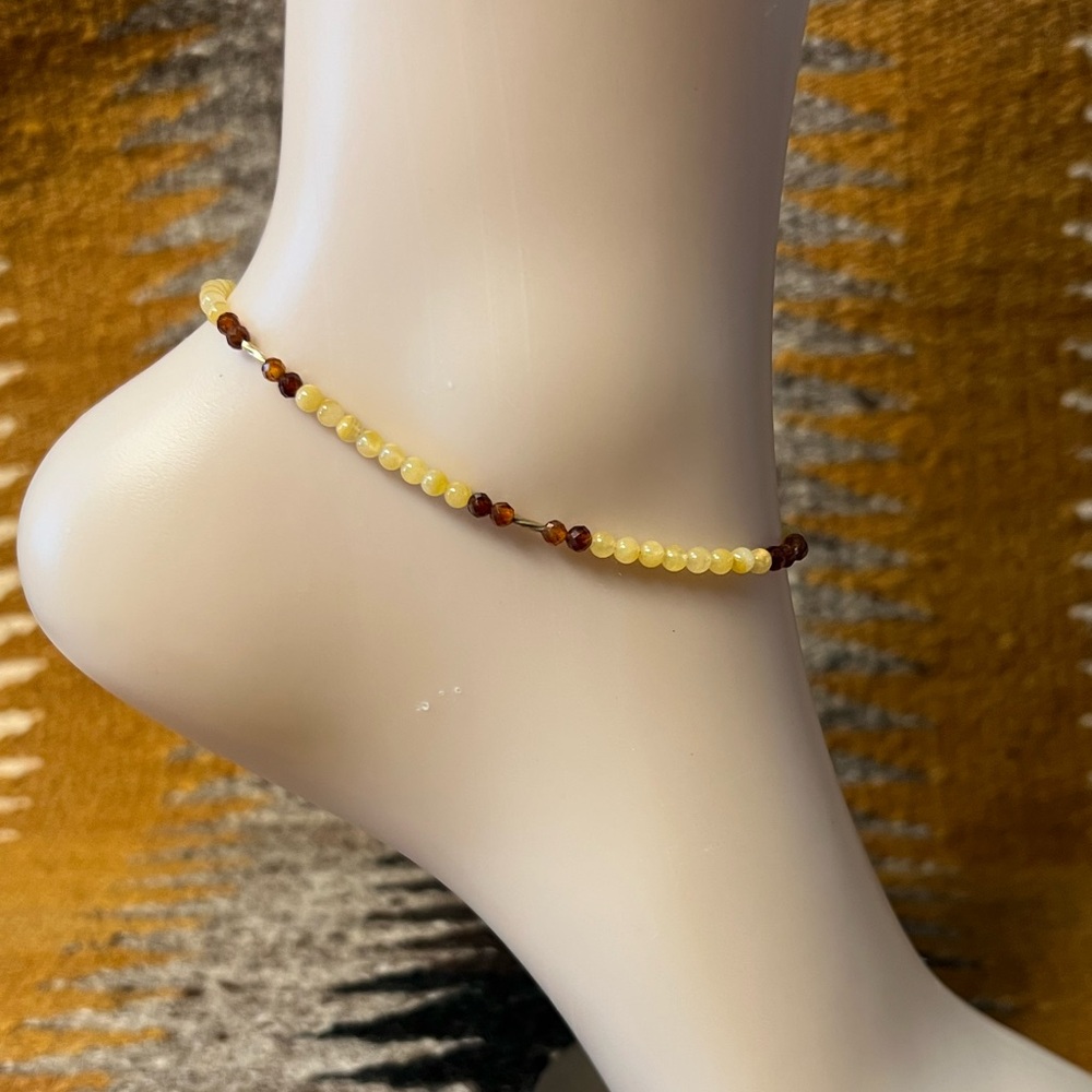 9 inch butter & honey amber anklet